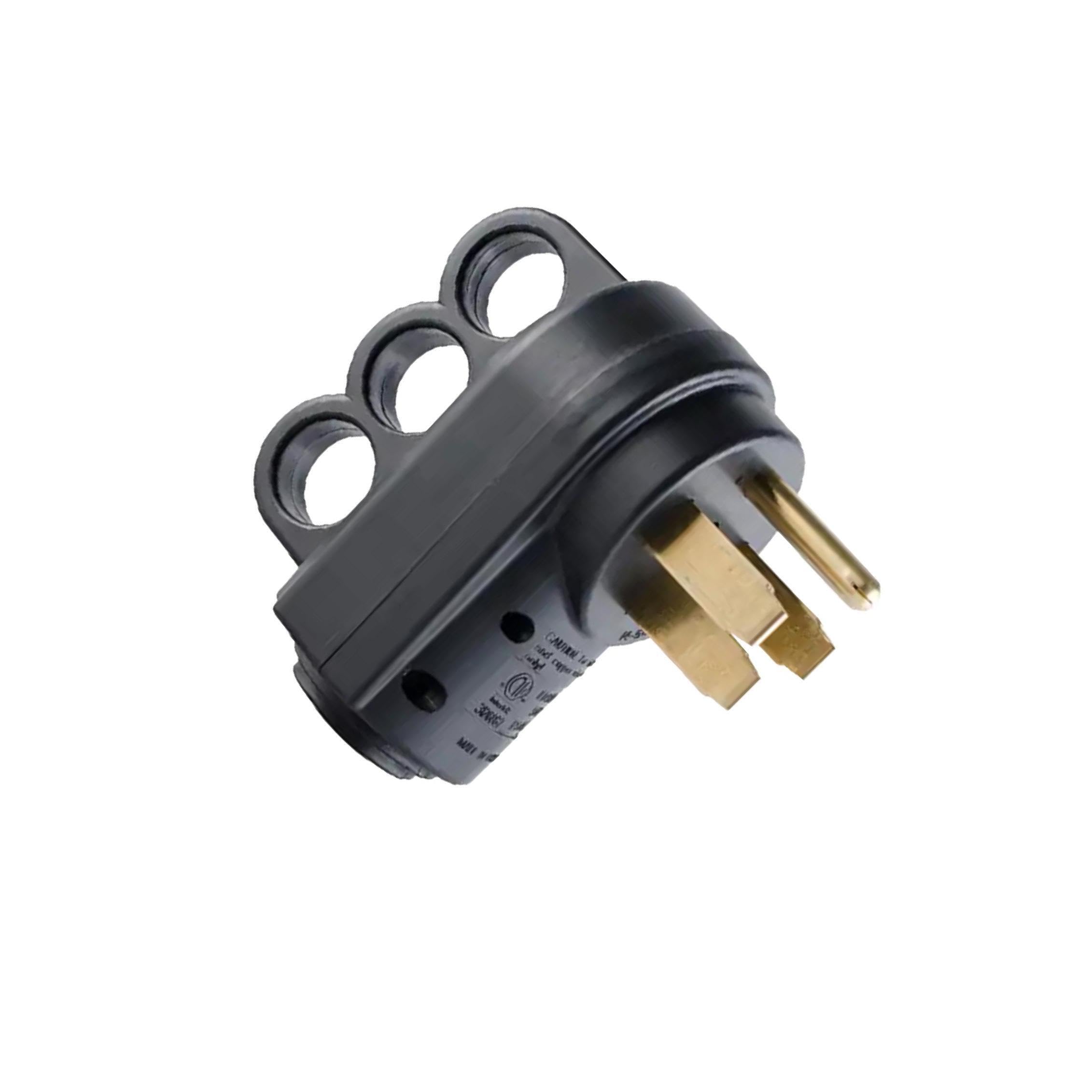 Nema 14-50P 50A Male RV Plug Durable Nylon Power Assembly Heavy Duty Easy Replacement For All Trailers Electrical Power Connector Ergonomic Handle 50 Amp Male RV Replacement Plug 125 250V