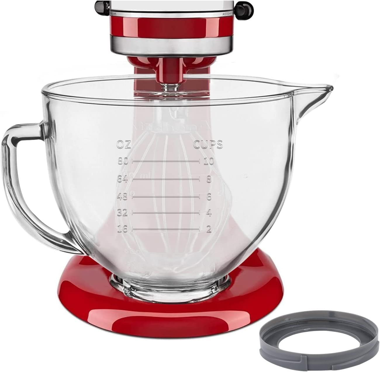 Amazon Kitchenaid ミキサーボウル交換用デザイン 5 QTガラスミキシングボウル キッチン補助スタンドミキサー対応 固定