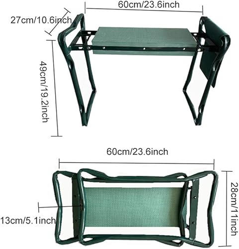 Miniatura 3 de DSISI Asiento plegable multifuncional para jardín, taburete de jardín portátil con mango de espuma de 23.4 × 10.5 × 19.1 pulgadas Banco de jardín