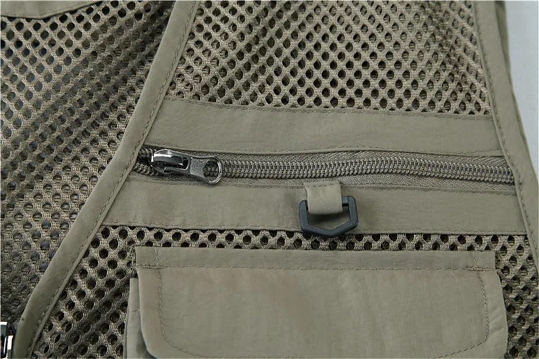 Gilet en maille pour homme - Multi-poches - Séchage rapide - Sans manches - Pour l'extérieur - Pour la pêche