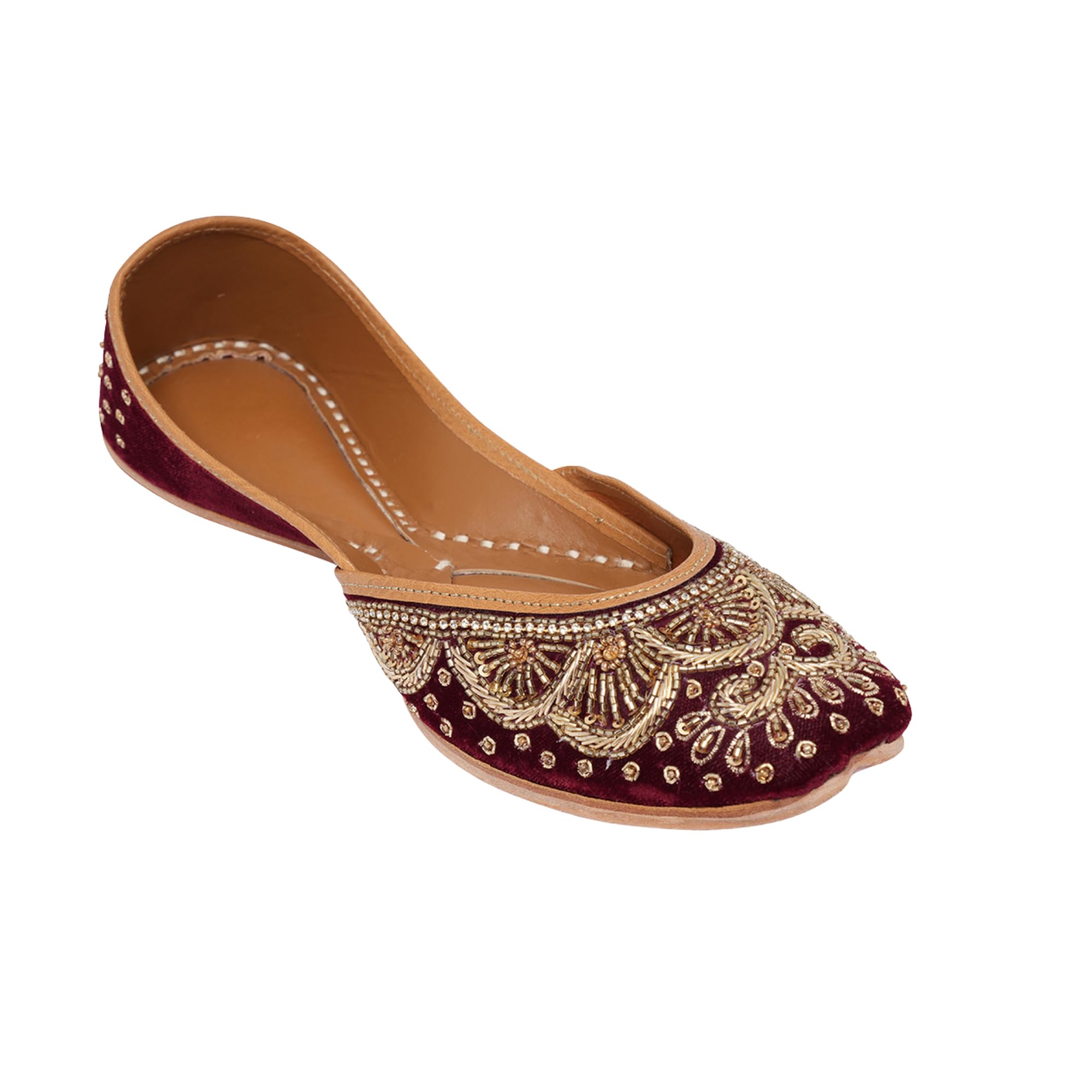 Women embroidered Mojaris Flats | Maroon-image-15
