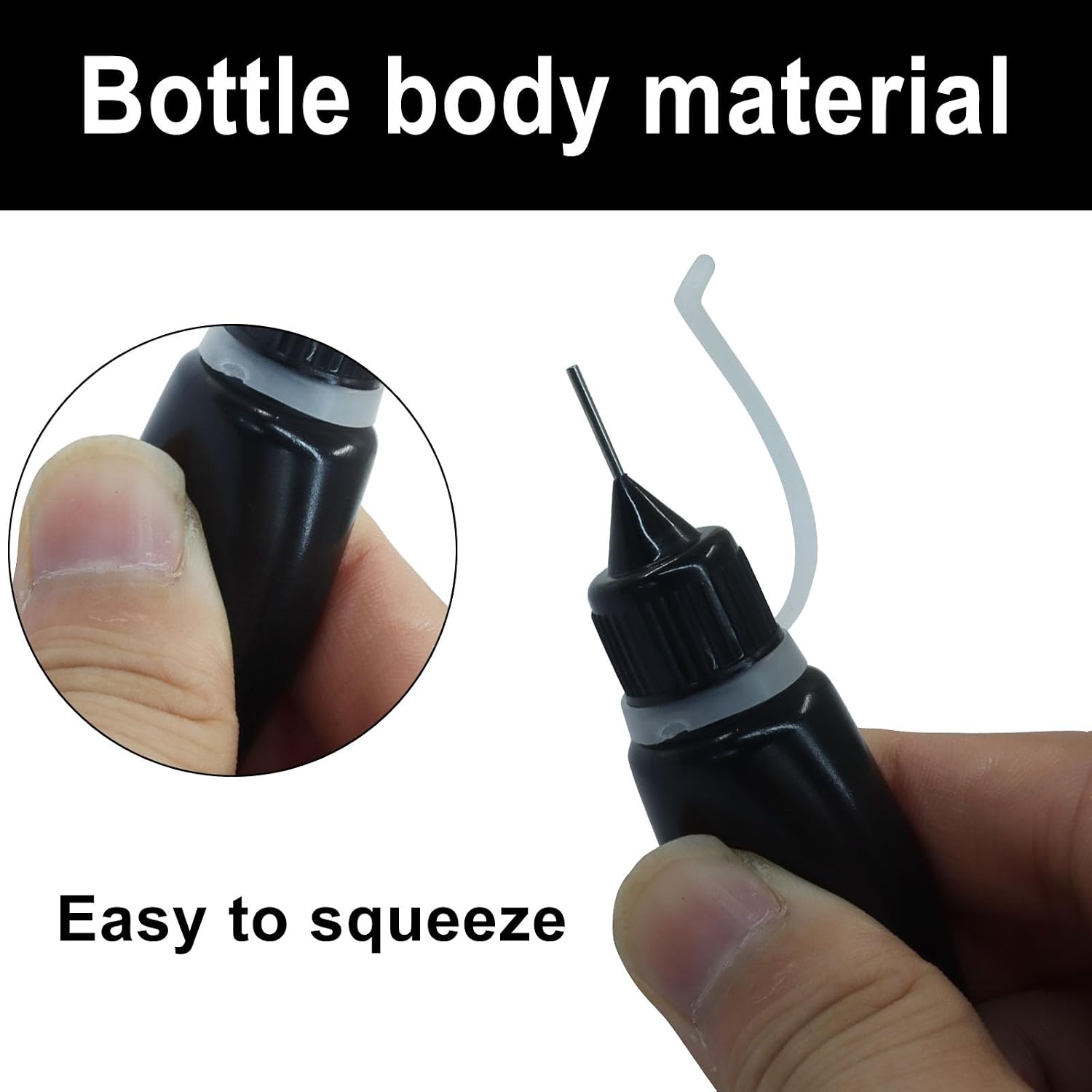 10 Pack Black Precision Tip Applicator Bottles, 10ml Fine Metal Needle Tip Squeeze Bottles for Glue, Liquid, Acrylic Painting, DIY Crafts, Nail Art - Leak-Proof Design with Protective Caps
