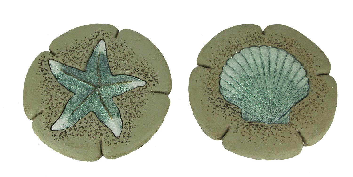 Sand and Sky Starfish and Shell Decorative Stone Sculpture Wall Hangings Set