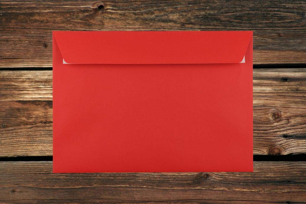 Elco Color Briefumschläge mit Fenster/intensiv-rot / 229 x 324 mm (C4) / mit Abziehstreifen/Versandtasche/haftklebend / 250 Stück