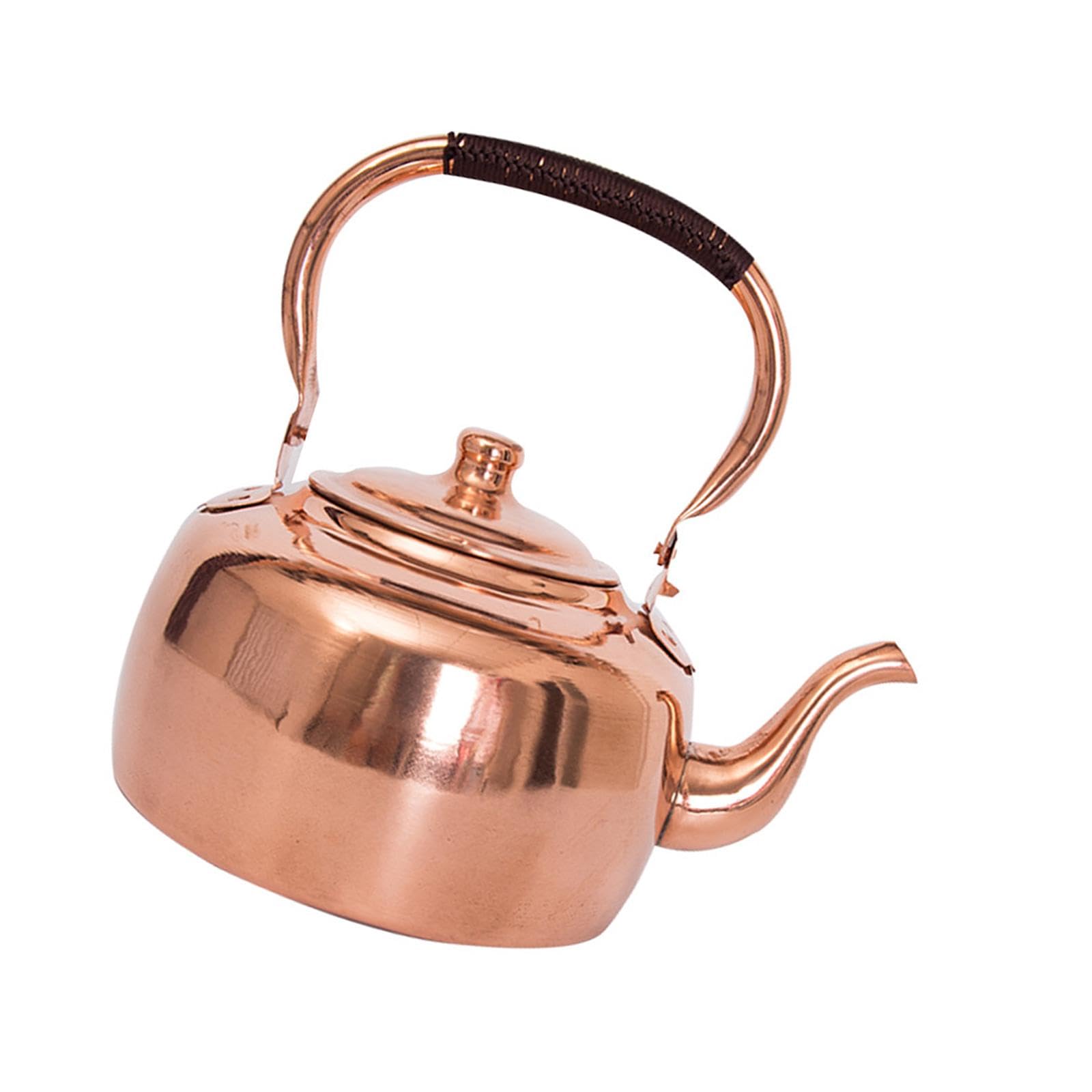 Czajnik do herbaty, miedziany czajnik z ergonomicznym uchwytem, miedź retro, ręcznie wykonany dzbanek do herbaty, dzbanek do kawy, na kemping, do kuchenek gazowych, 3 l