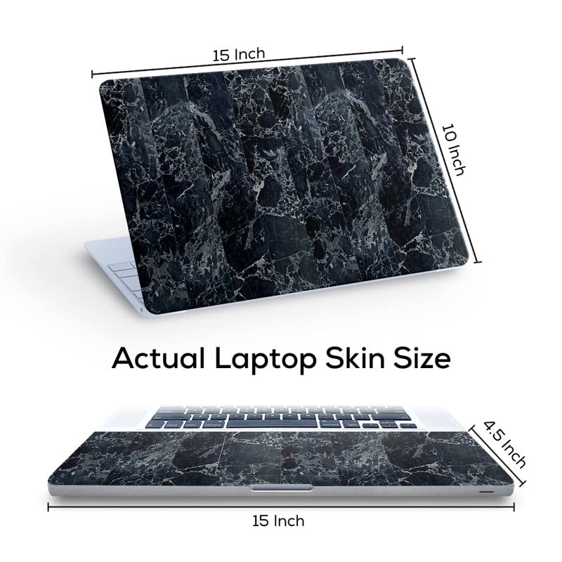 Galaxsia Black Marble D1 Top+Wrist Pad Vinyl Laptop Skin/Sticker/Cover for 15 to 15.6 Inches Laptops Laminated-Removable-HD Quality Compatible for Hp-Dell-Sony-Lenovo-Asus etc.(15x10 Inches) 1