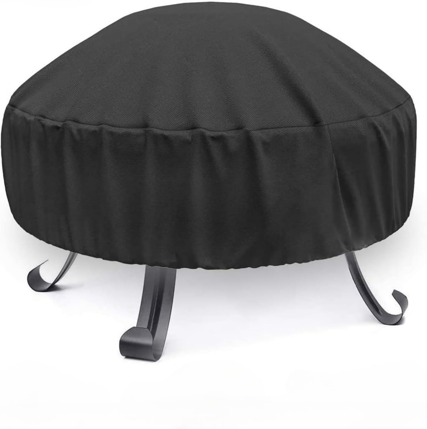 Fire Pit Cover Round Shape 80in Diameter Waterproof Sun Protector BBQ Cover Full Coverage Shield for Outdoor Fireplace Black