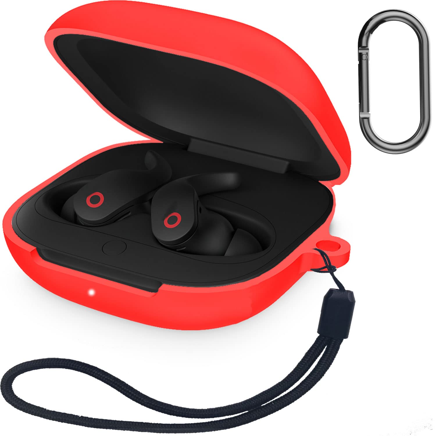 JIML Silicone Case for Beats Fit Pro 2021 Protective Case Cover Durable Waterproof Shockproof Full Body Protective Skin Cover with Keychain and Lanyard (Red)