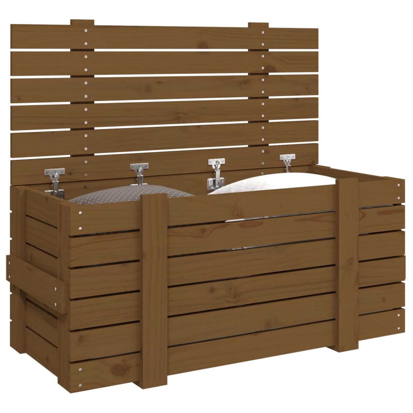 Homgoday Caja de almacenamiento ámbar 91 x 40,5 x 42 cm madera maciza de pino, muebles, baúles y baúles, contenedor de jardín, porta herramientas de jardín, puf de exterior, baúl de exterior