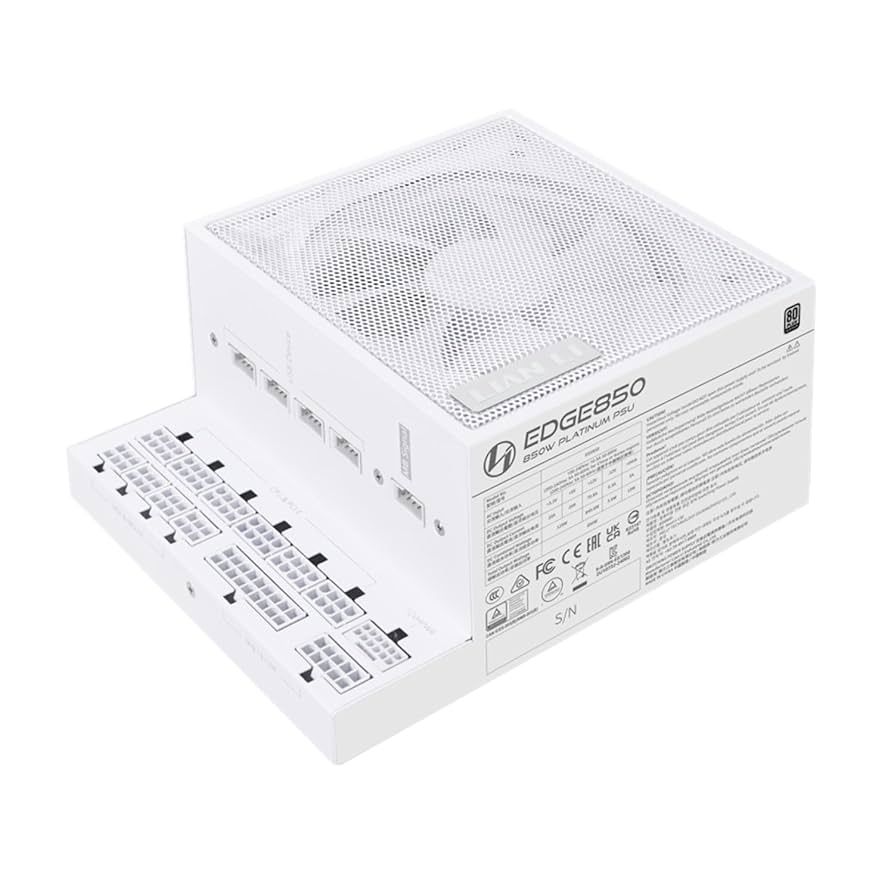【ホワイト】850W電源　(80 Plus Silver認証) +電源ケーブル Amazon | LIANLI ATX 3.1 PC電源 EDGE 850 WHITE L-Shape