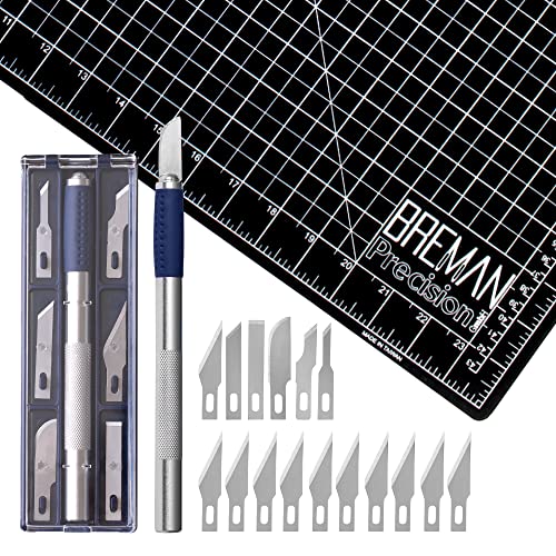 Wa Portman Craft Knife Set & Craft Cutting Mat - 18X24 Inch 2-Sided Self-Healing Craft Cutting Board & 7Pc Hobby Knife Set With 10 Extra Blades - Precision Knife With Blades & Hobby Cutting Mat Set #TOP29