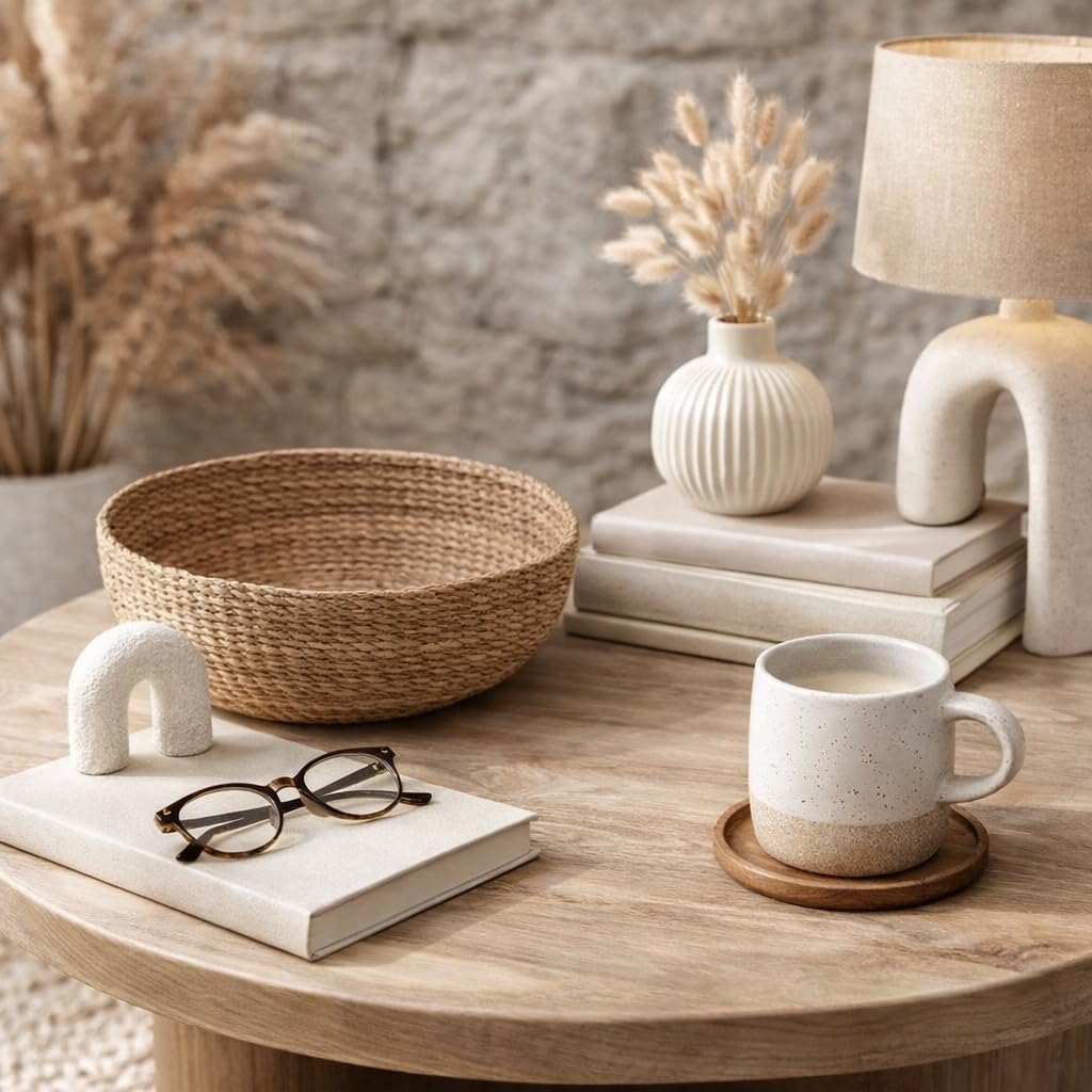 Panier de Rangement en Osier Rond 26 cm - Bol Décoratif pour Clés, Portefeuille et Petits Objets