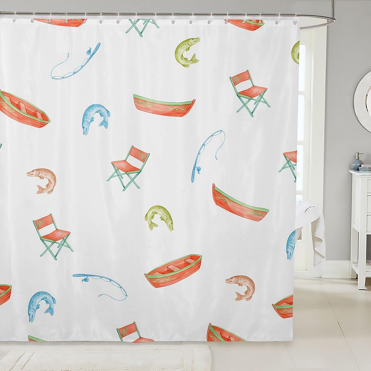 Rideaux de douche kawaii dessin animé 180x200 lavable pour baignoire familiale