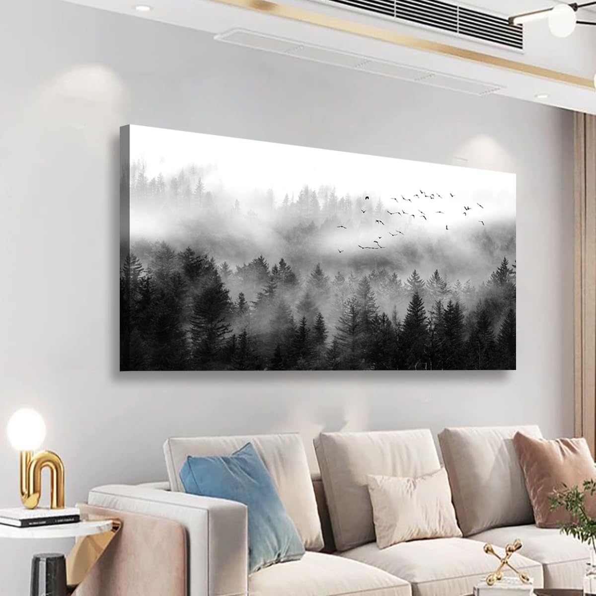 Canvas Wall Art for Living Room Black Bedroom Office Large Landscape Cloud Fog Forest Wall Art Kitchen Nature Pictures Modern Wall Decor Mural Paintings Artwork 20 * 40inch 40L" x 20W" Cloud Fog Forest
