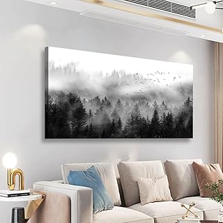 Canvas Wall Art for Living Room Black Bedroom Office Large Landscape Cloud Fog Forest Wall Art Kitchen Nature Pictures Modern Wall Decor Mural Paintings Artwork 20 * 40inch