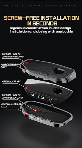 Miniatura 5 de HIBEYO Funda protectora para llavero BMW IX 2023 para BMW Serie 7 760i X7 IX i7 XM 2023 Accesorios para llaves inteligentes con llaveros Aluminio y