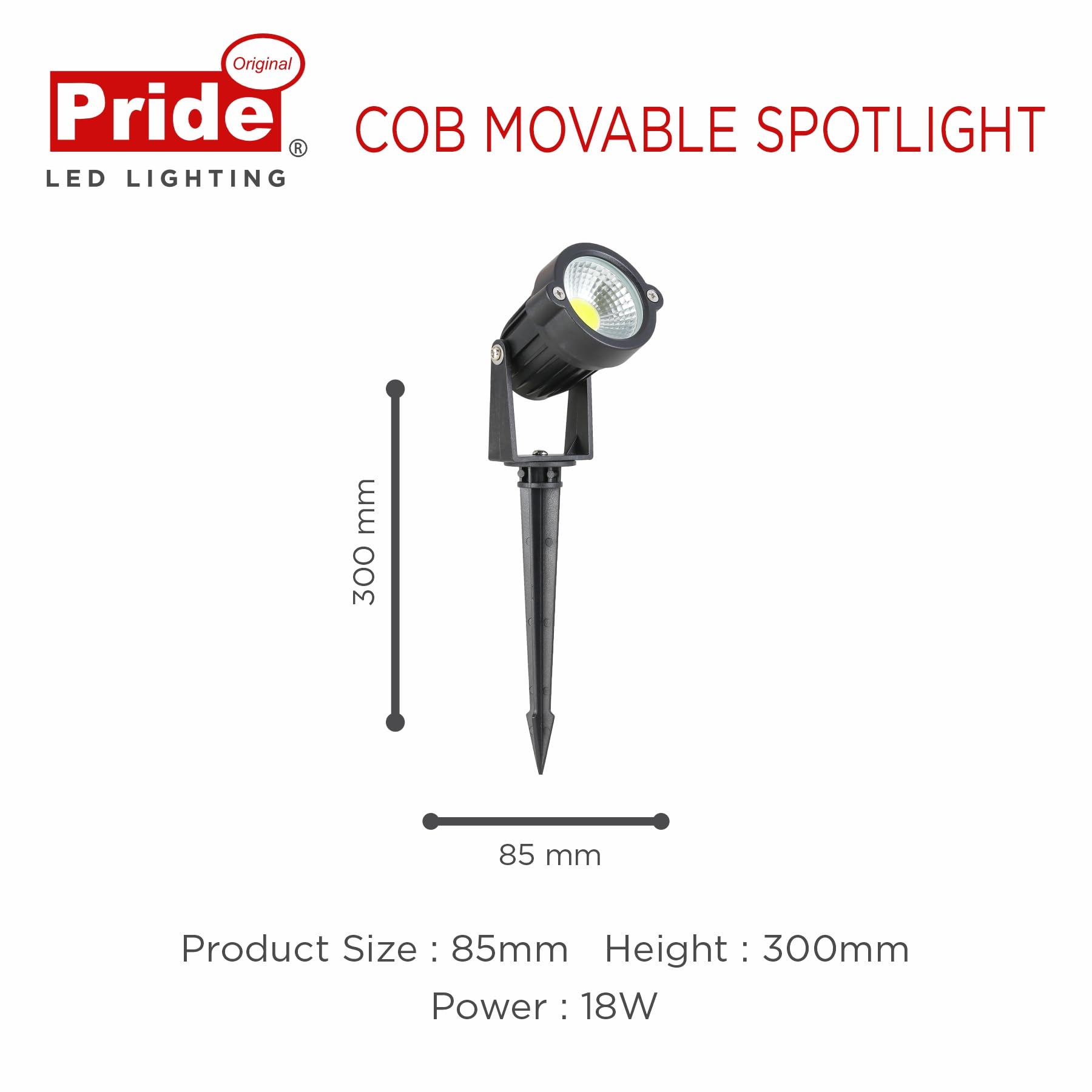 Pride Lighting | Spike Garden Light | 18W | Outdoor & Garden - Warterproof (IP65) | Light Color (Warm White) 2