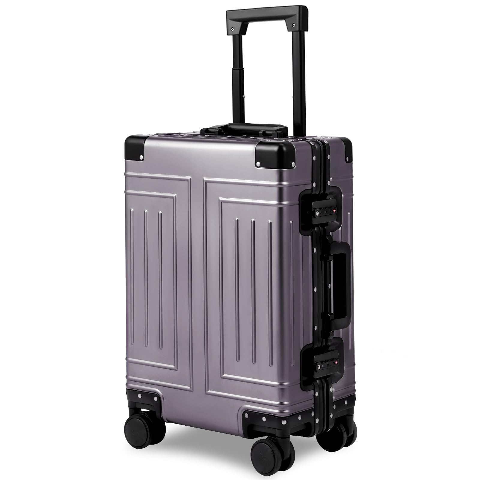 KANGSHILU All Aluminum Magnesium Carry On Luggage，Cut from Whole Aluminum Sheet，22x14x9 Airline Approved ，（3rd Generation，Premium Magnesium Metal