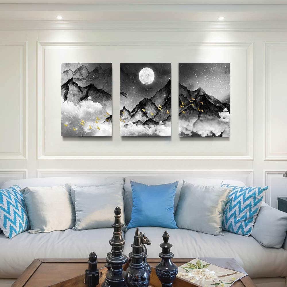 Rеvіеw Prоduсt Canvas Wall Art for Living Room family kitchen Bedroom Wall decor modern Black and white Abstract Mountain paintings canvas art Decoration pictures Artwork for home bathroom Ready to Hang 3 Piece Tор Rаtеd Canvas Wall Art for Living Room family kitchen Bedroom Wall decor modern Black and white Abstract Mountain paintings canvas art Decoration pictures Artwork for home bathroom Ready to Hang 3 Piece