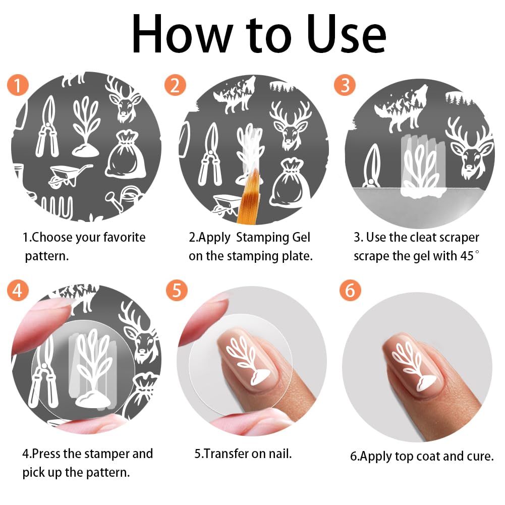 PH PandaHall 3 piastre per stampaggio unghie con alberi animali selvatici modelli per nail art montagne foresta manicure piastra timbro proteggere alberi unghie stencil arte per donne stampa manicure