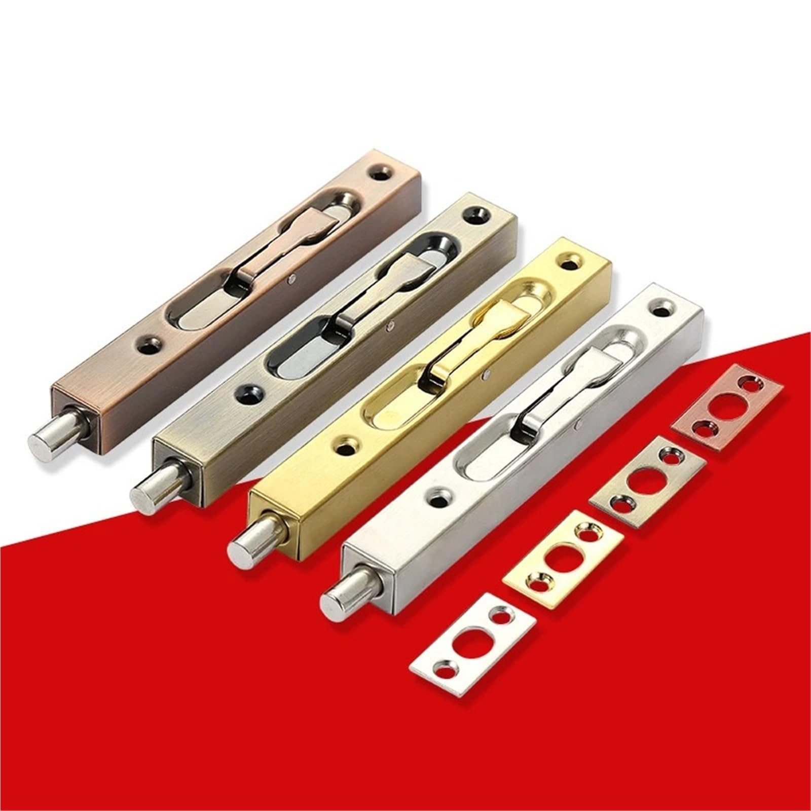 4 chiavistelli a scomparsa per porta in acciaio inox, chiavistello di sicurezza per porta a scomparsa, 10/15/20/25,4 cm, per bagno e bagno (argento, 25,4 cm)