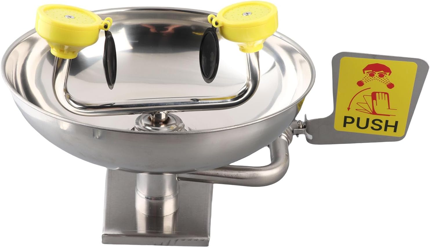 Kadimendium Double Nozzle Eye Wash Station 304 Stainless Steel Wall Mount for First Aid, Suitable for Various Workplaces