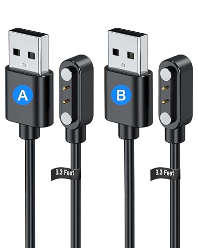 Paquete de 2 cargadores universales magnéticos para reloj inteligente, contacto con el cable, 2 pines, 0.157 in, cable de cargador USB de repuesto