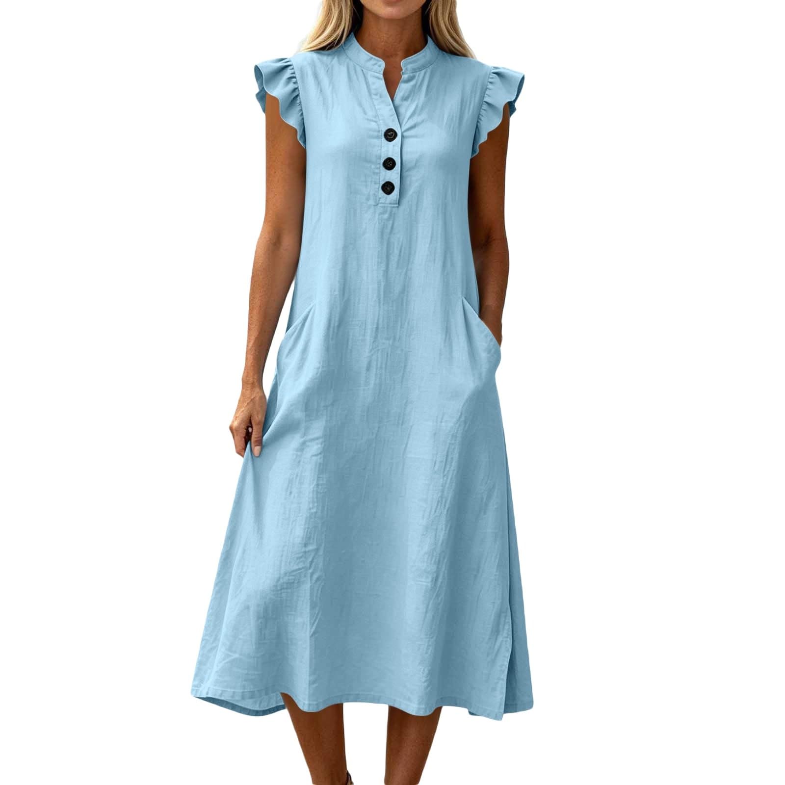 Robe longue d'été décontractée à poches pour balade - 5