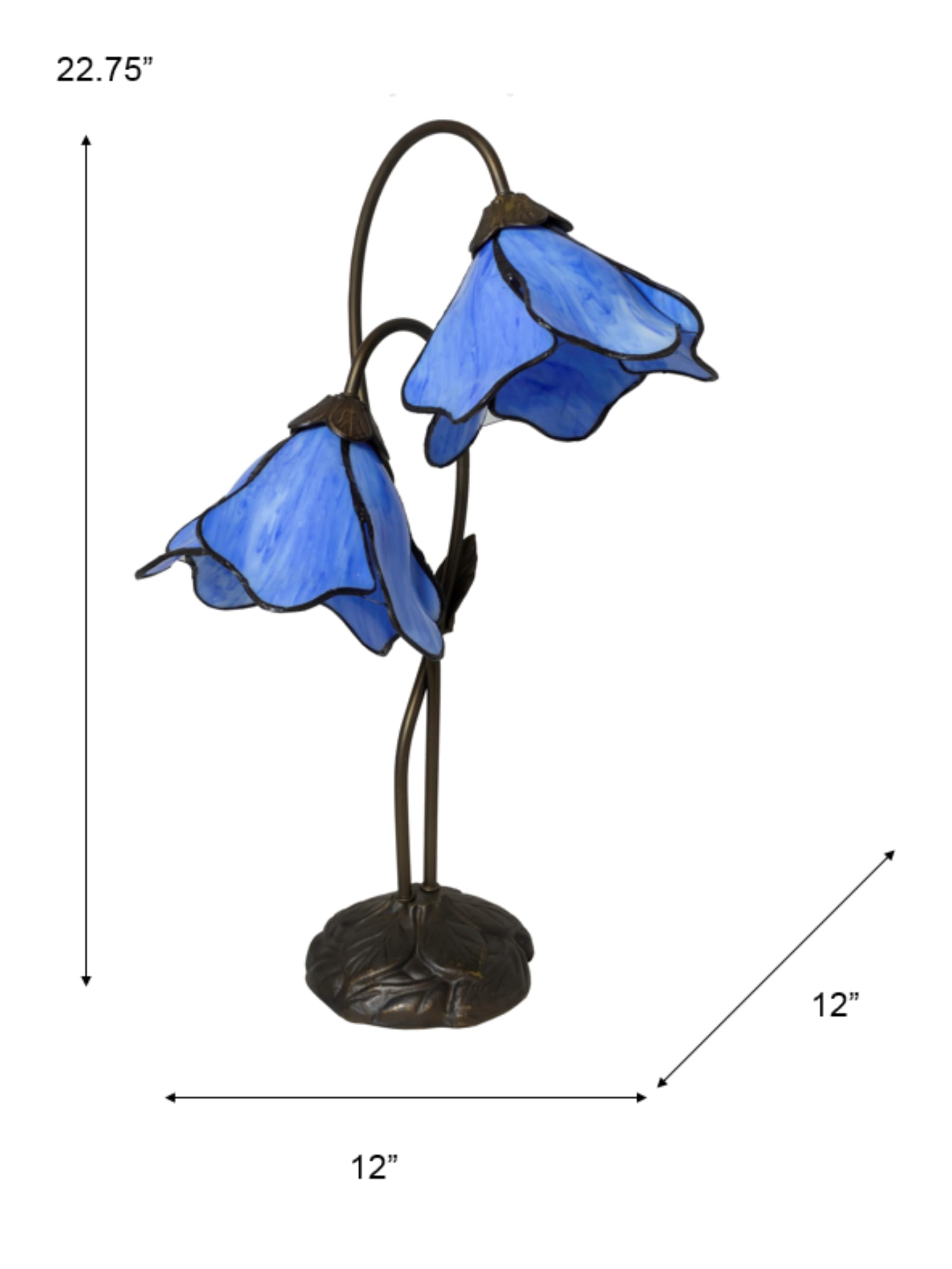 Dale Tiffany TT12147 Poelking 2-Light Blue Lily Table Lamp