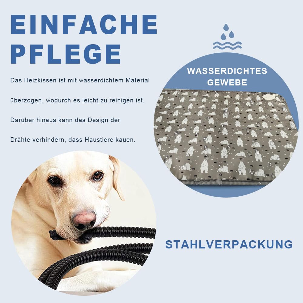 Coperta Elettrica Per Cani E Gatti - Tappetino Riscaldante 45x45cm, 9 Livelli Temperatura, Lavabile - Foto 4