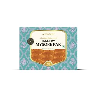 ANAND Jaggery Mysore Pak 200gm Pack Indian Sweet with Pure Ghee and Natural Jaggery, Low GI, Soft Melt-in-the-Mouth Texture, Healthy & Delicious Gud Mysore Pak for Gifting & Festivals