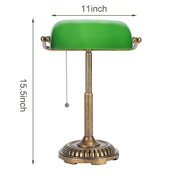 NISSAFORS Bankers Lamp, Green Desk Lamp with Pull Switch