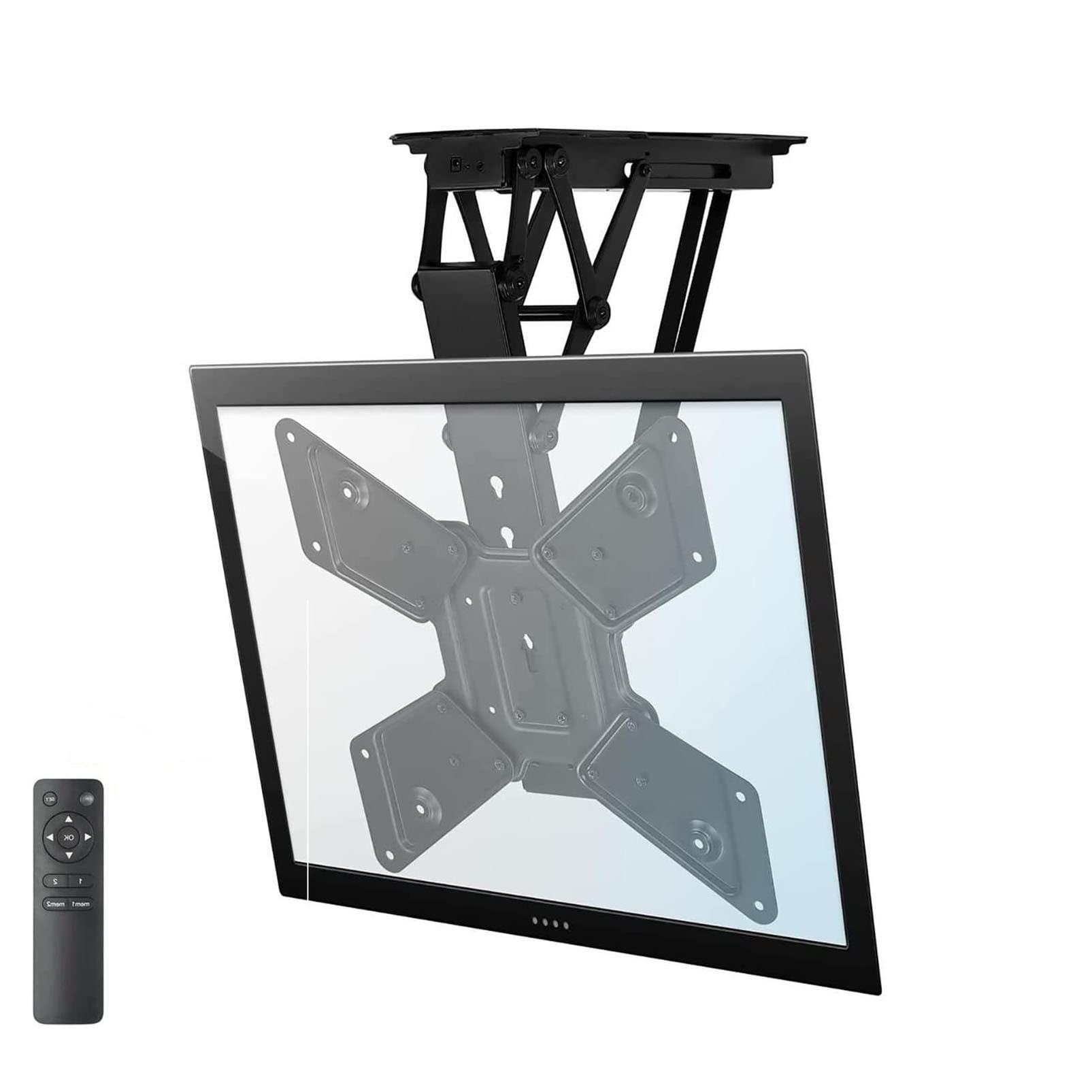 GUODDM Motorized Ceiling TV Mount, With Remote Control, Adjustable Height LED Bracket, Fits Most 32-55 Inch LCD Flat Screen TVs, Loading 66 Lbs