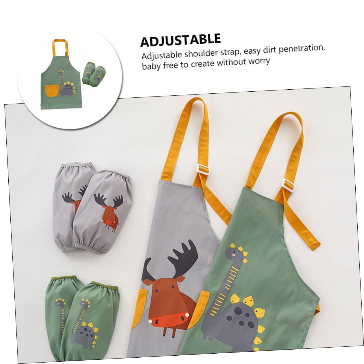 ibasenice 3 Set Grembiule Creativo Per Bambini Grembiule Verde Per Bambini Grembiule Da Pittura Per Set Grembiule Per