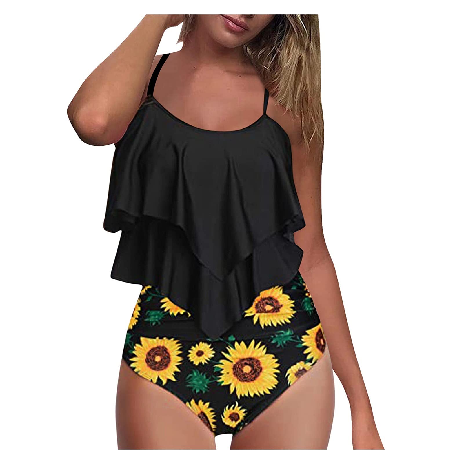 Costume da Bagno a Due Pezzi Costumi da Bagno Taglie Forti Costume da Bagno a Vita Alta Costume da Bagno con Stampa Leopardata per Donna Costume da Bagno Donna Costumi a Due Pezzi Bikini Set (Il)