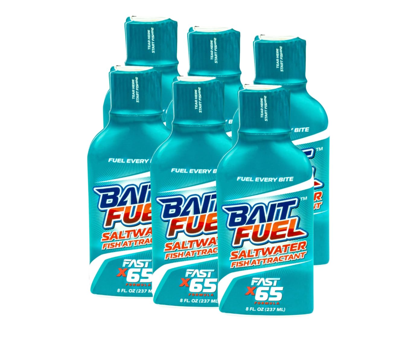 BAITFUEL X65 Saltwater Formula Gel for Fishing: The Supercharged Saltwater Fish Scent Technology with Powerful Attractants and Taste Enhancers That Fish Bite | 5 oz., 6-Pack