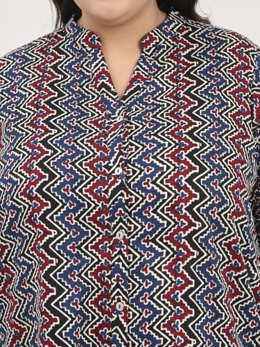 Image of Tissu Women's Plus Size Pure Cotton Grey Floral Tunic with Palazzo Co-ords