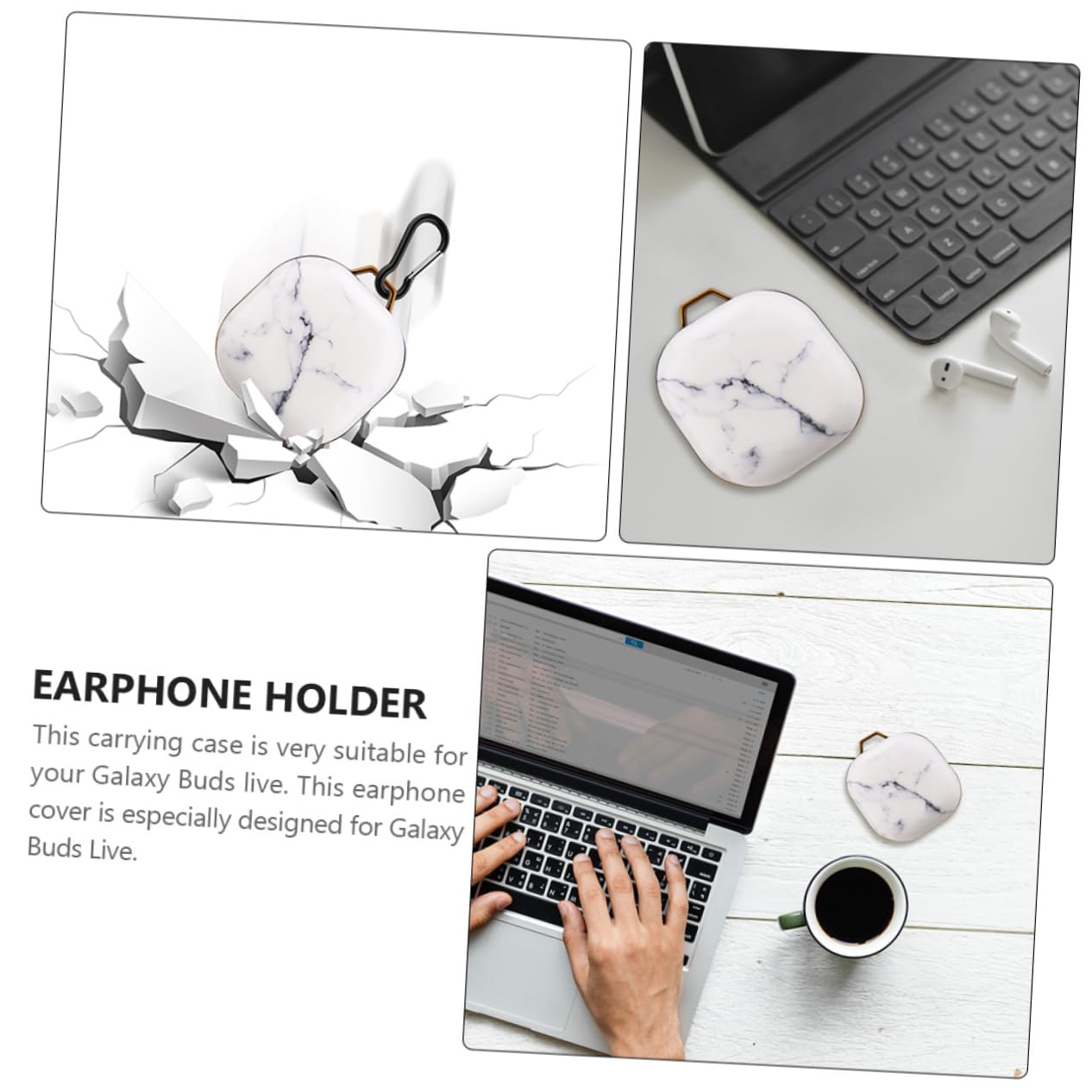 jojofuny 3piezas Funda Protectora Portátil De Mármol para Buds Live Resistente Al Agua y Cierre Seguro y Diseño