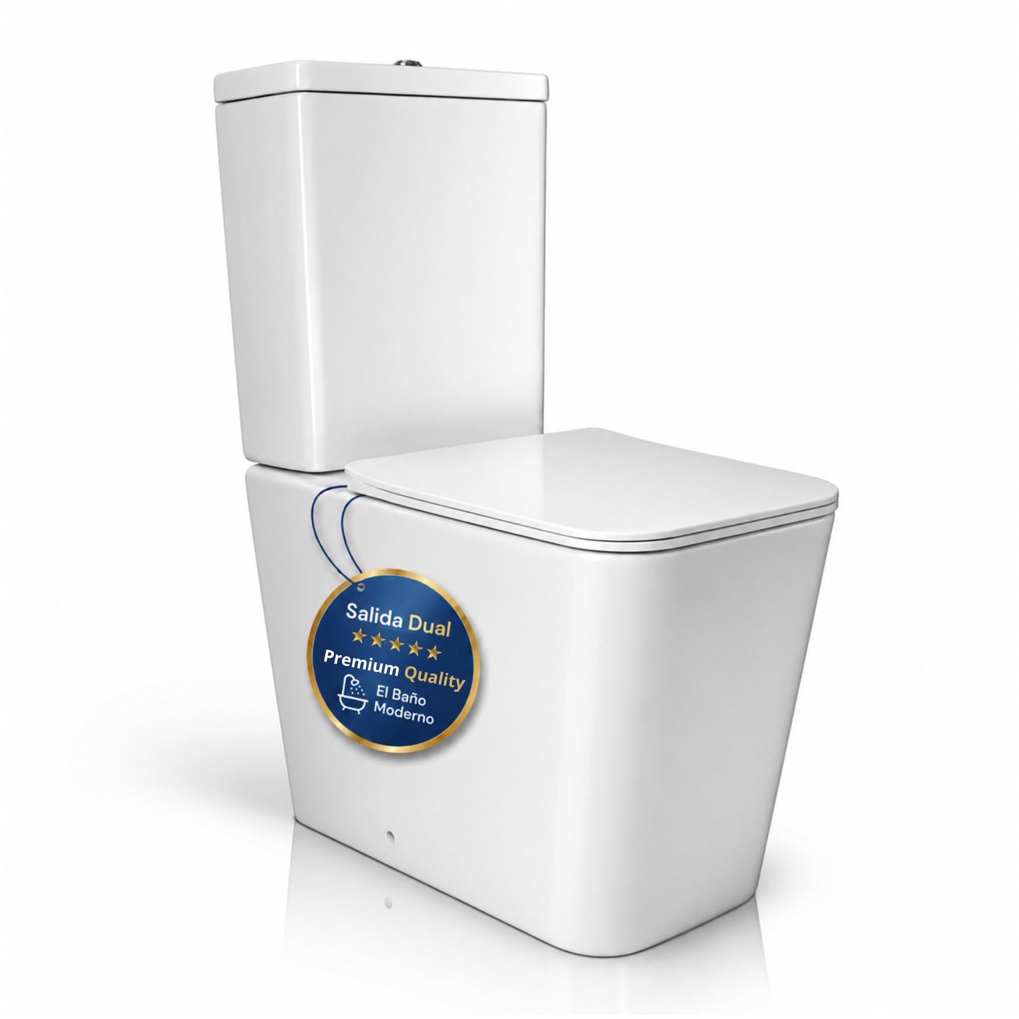 Inodoro Compacto 81x40 Cerámica Rimless WC | Tapa Amortiguada Extrafina Soft Close · Sistema Doble Descarga 3/6L · Salida Dual Horizontal/Vertical