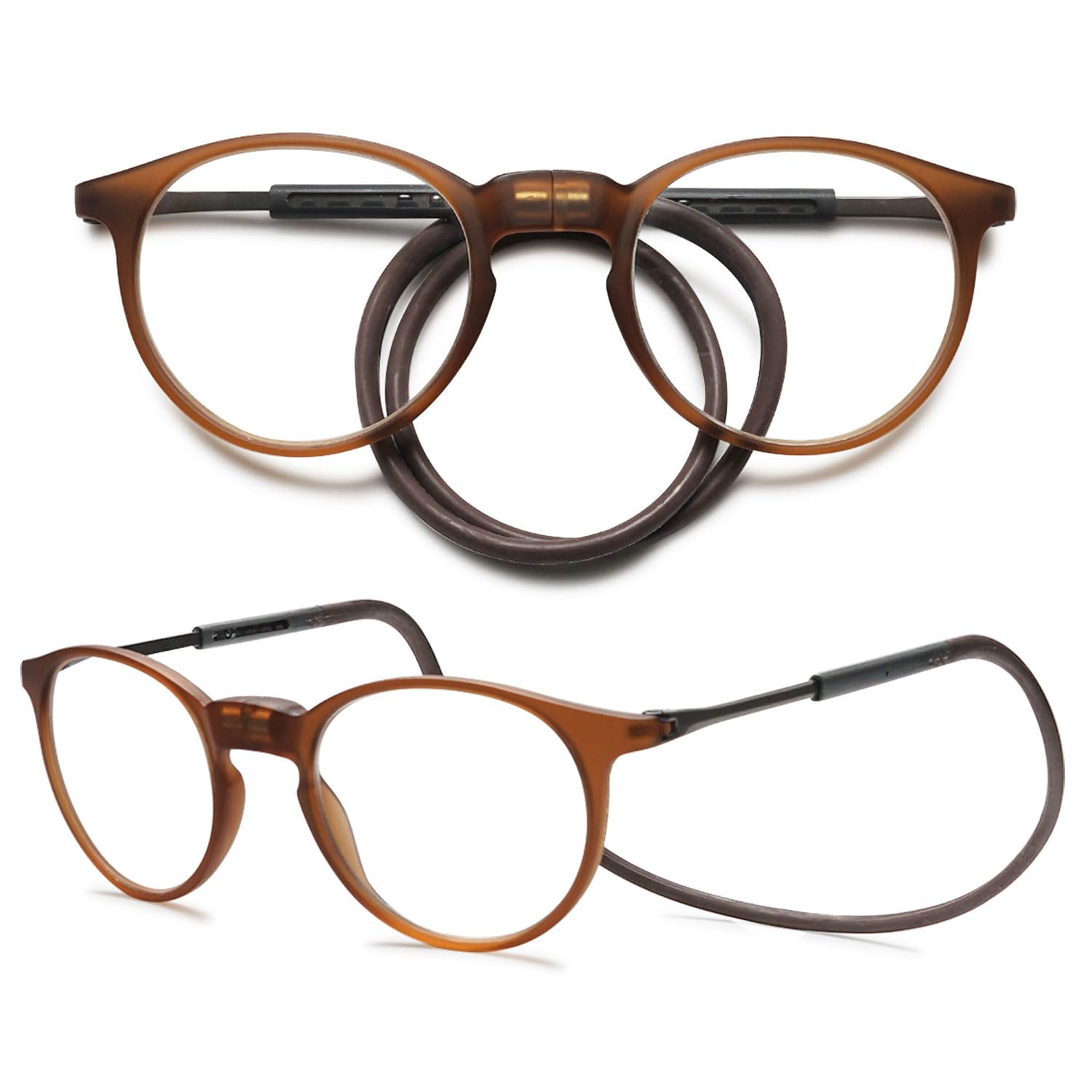 VEVESMUNDO Gafas de lectura magnéticas redondas alrededor del cuello abrazaderas ligeras damas hombres cierre magnético gafas de lectura con imán
