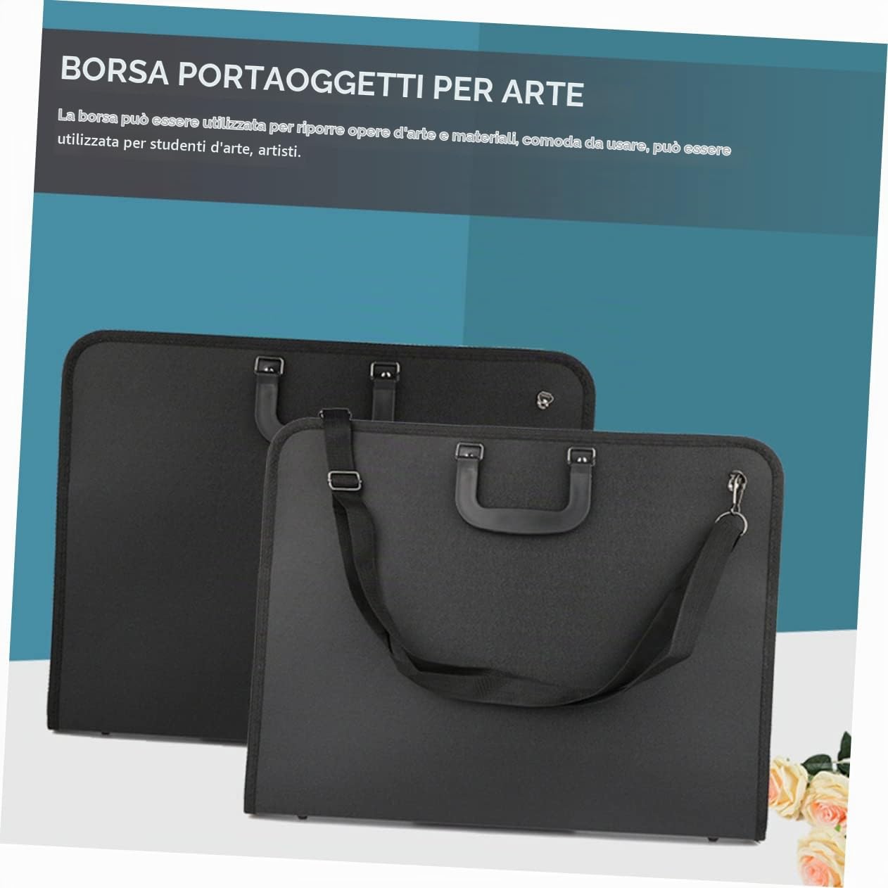 STOBOK Borsa Portadisegni Portatile con Manico, Tessuto Oxford 600d, Facile da Trasportare, per Artisti e Studenti D'arte, per Disegni e Forniture Artistiche