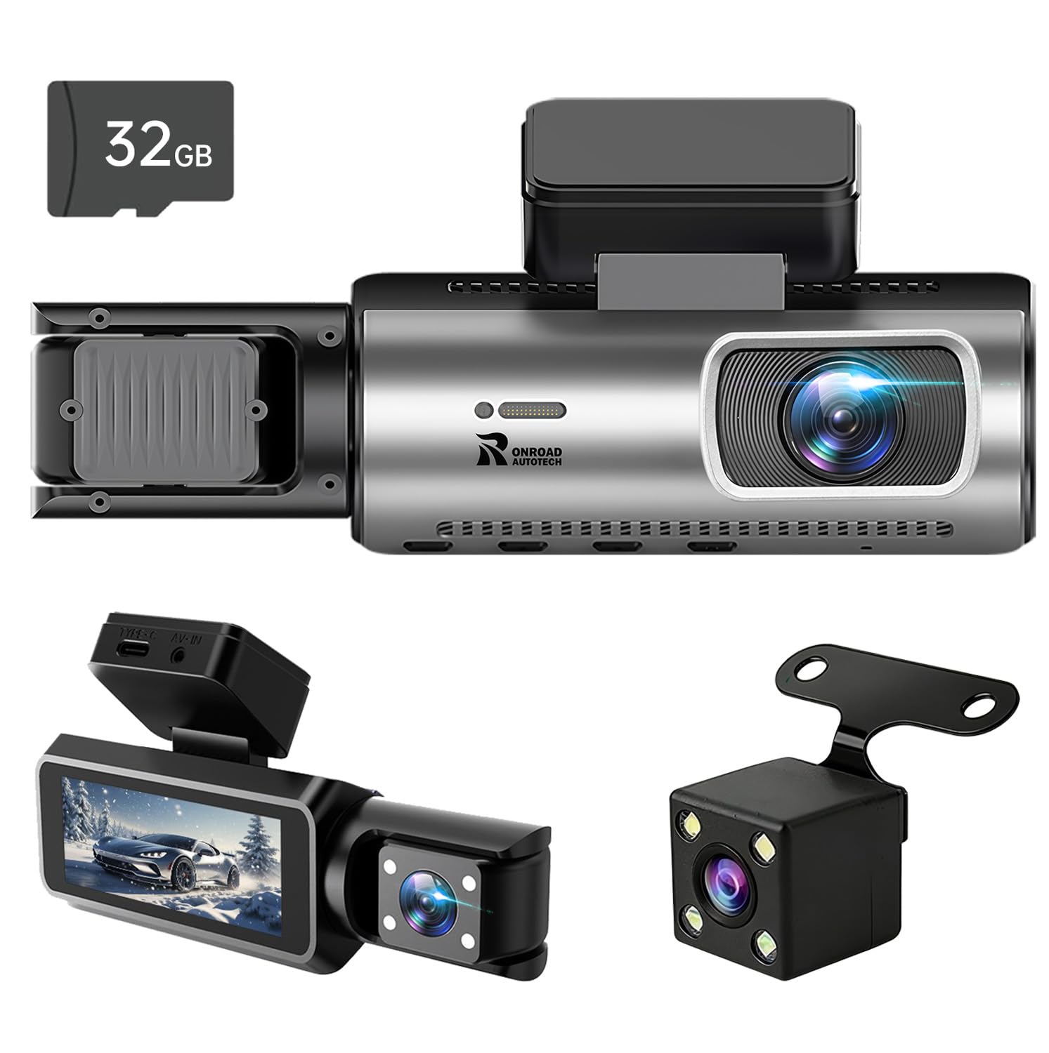 Photo 1 of **FOR PARTS ONLY/ NON-FUNCTIONAL*** Dash Cam Front and Rear with 32GB Card, Dash Camera for Cars 1080P Front and 720P Rear, Loop Recording, Night Vision, HDR, G-Sensor, Reversing lmage Assist