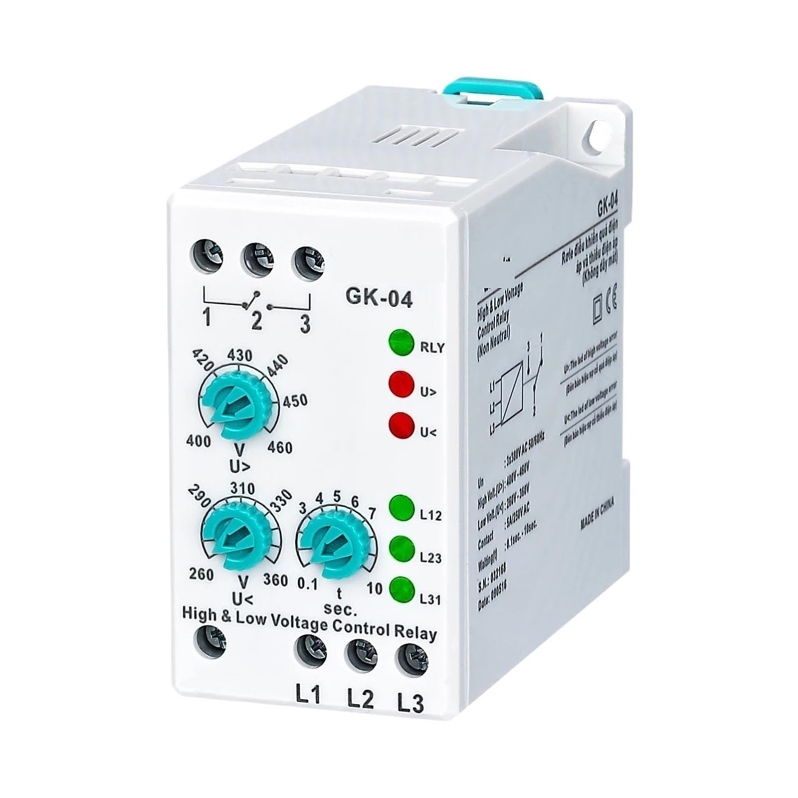 Relais GK-04 coupure automatique tension triphasée 380V contre baisse de phase