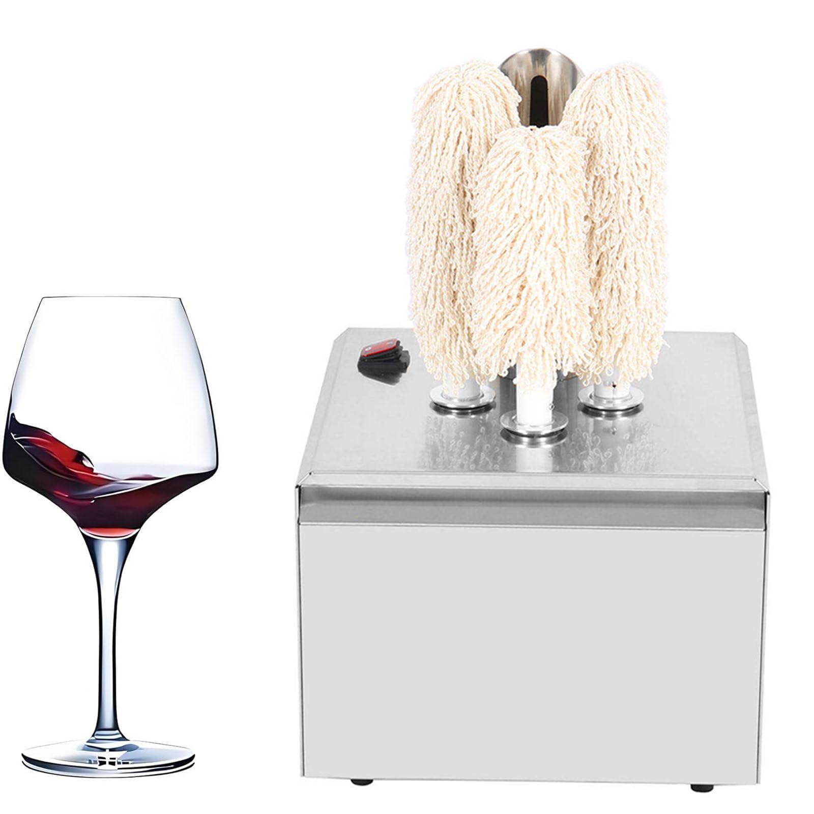 Pulidor eléctrico de copas de vino, secador automático, limpieza de 360°, 3 cepillos, pule 300 vasos por hora, para hoteles