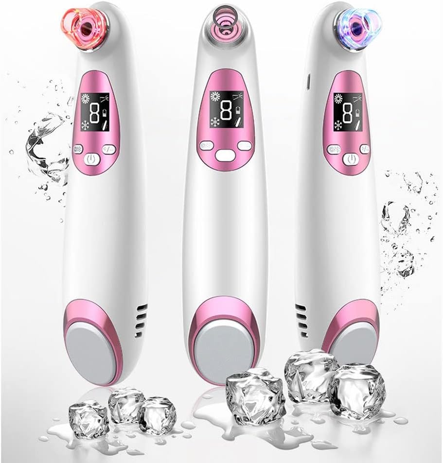 Blackhead Remover Pore Vacuum, Blackhead Removal Tool, Blue Light Red Light Acne Whitehead Extractor Kit, 4 Suction Probes, Suction Force for All Skin