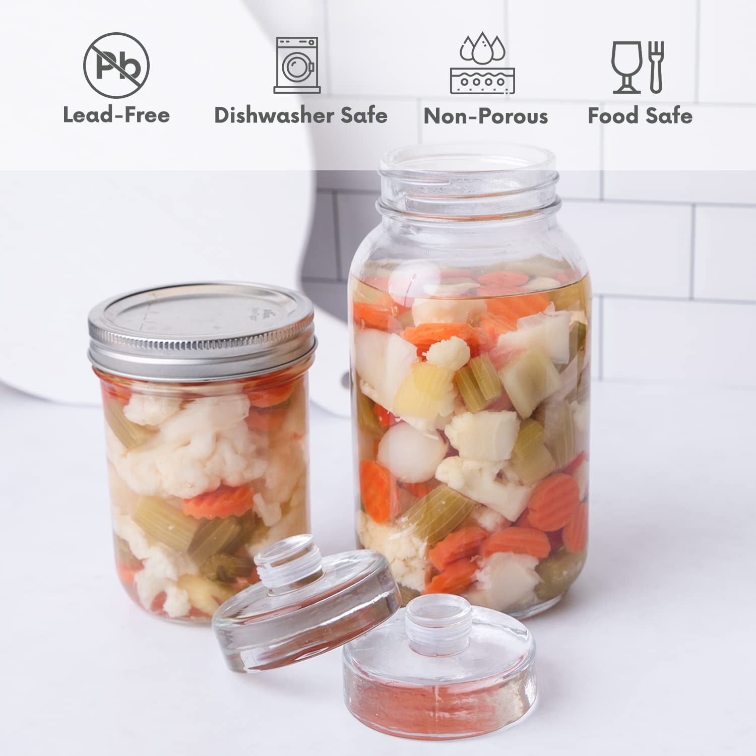 Glasgewichte Für Fermentation - 4 Stück Mit Griff Für Einmachgläser