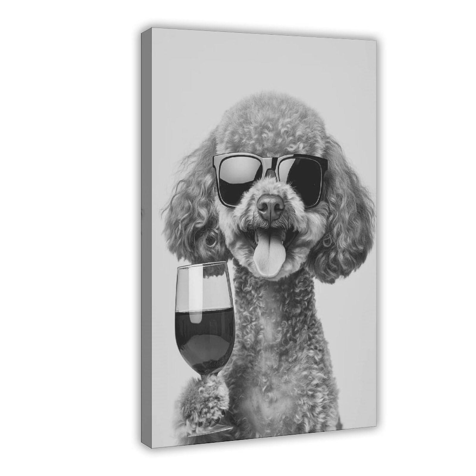 Wjwart Toy Poodle Drinking Wine Canvas Poster Bedroom Decor Landscape Decor Gift 12X18inch(30X45cm)