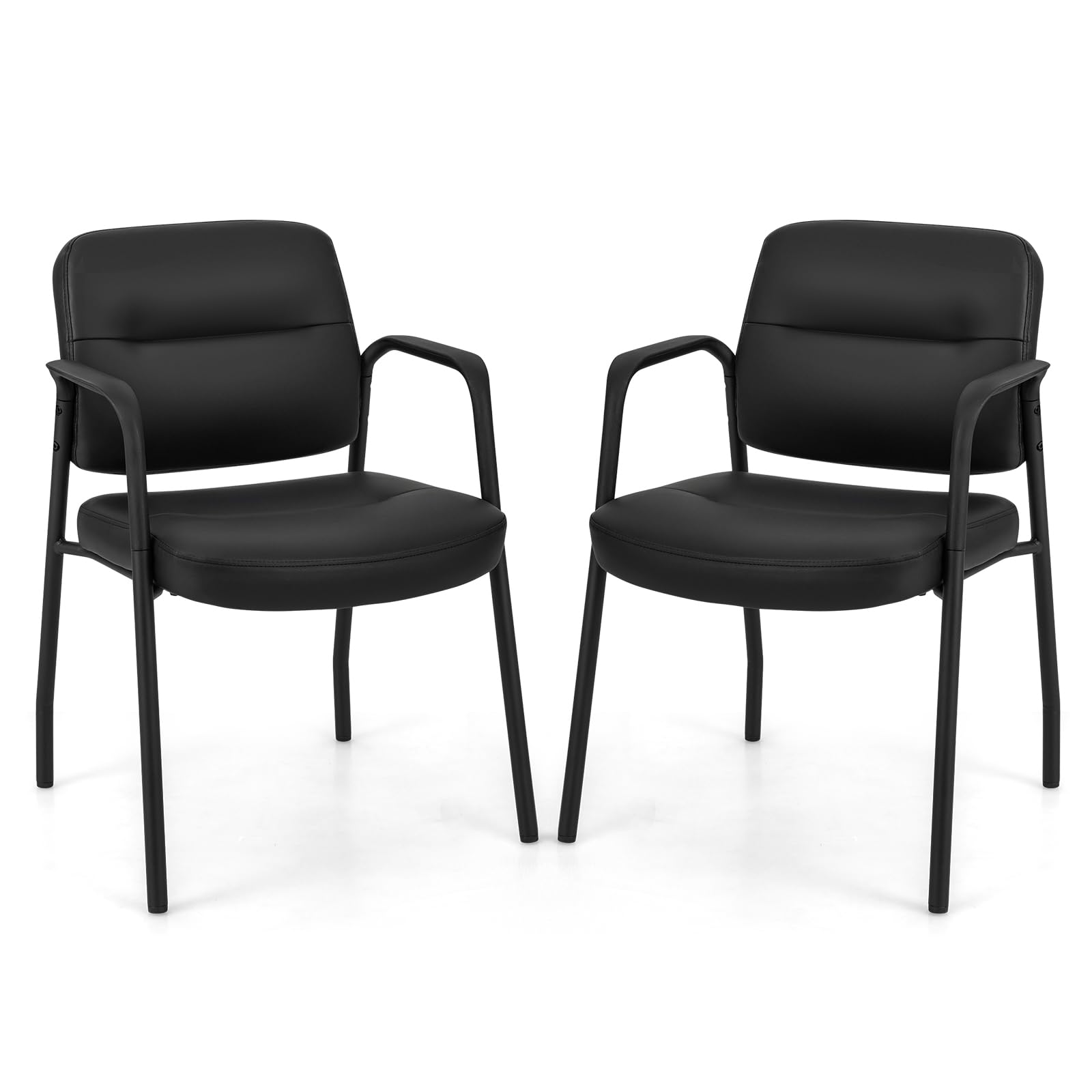 Sponsored Ad – COSTWAY 2/4 PCS Executive Office Chairs, PU Leather Reception Chairs with Armrests and Metal Legs, Upholstered Meeting Conference Armchair Guest Seats for Home Office (2PCS, Black)