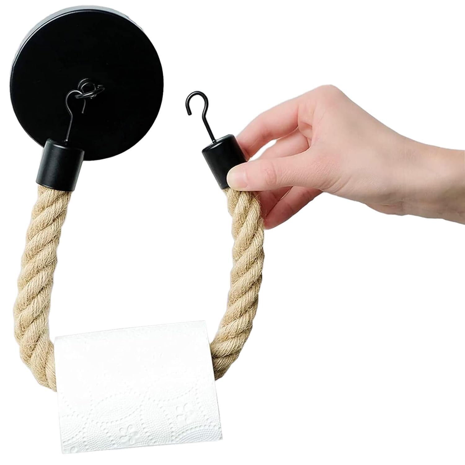 Toilet Roll Paper Holders Retro Hemp Rope Punchless Wall Mounted Rack Washroom Bathroom Decor Tissue Holder Bathroom Storage Accessories