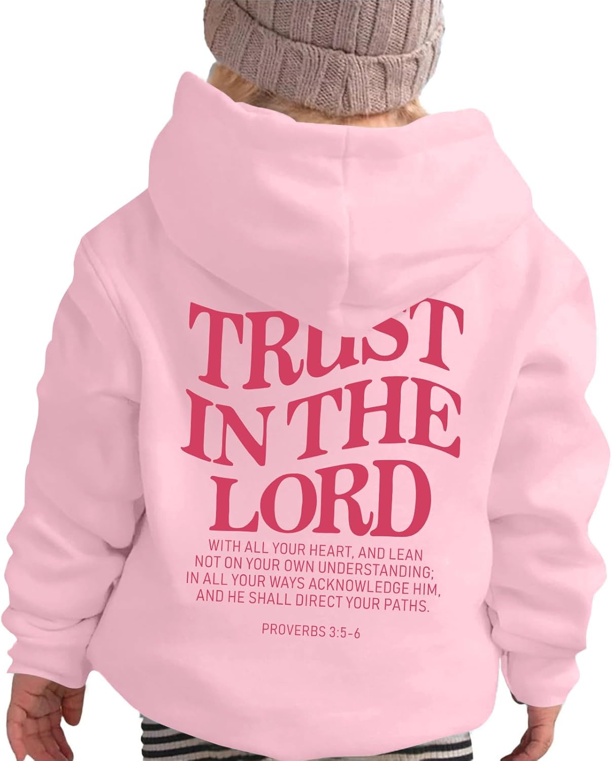 Trust In The Lord Graphic Hoodie For Girls Christian Jesus Hoodie Kids Faith Hooded Sweatshirt Preppy Pullover Tops - Image 4